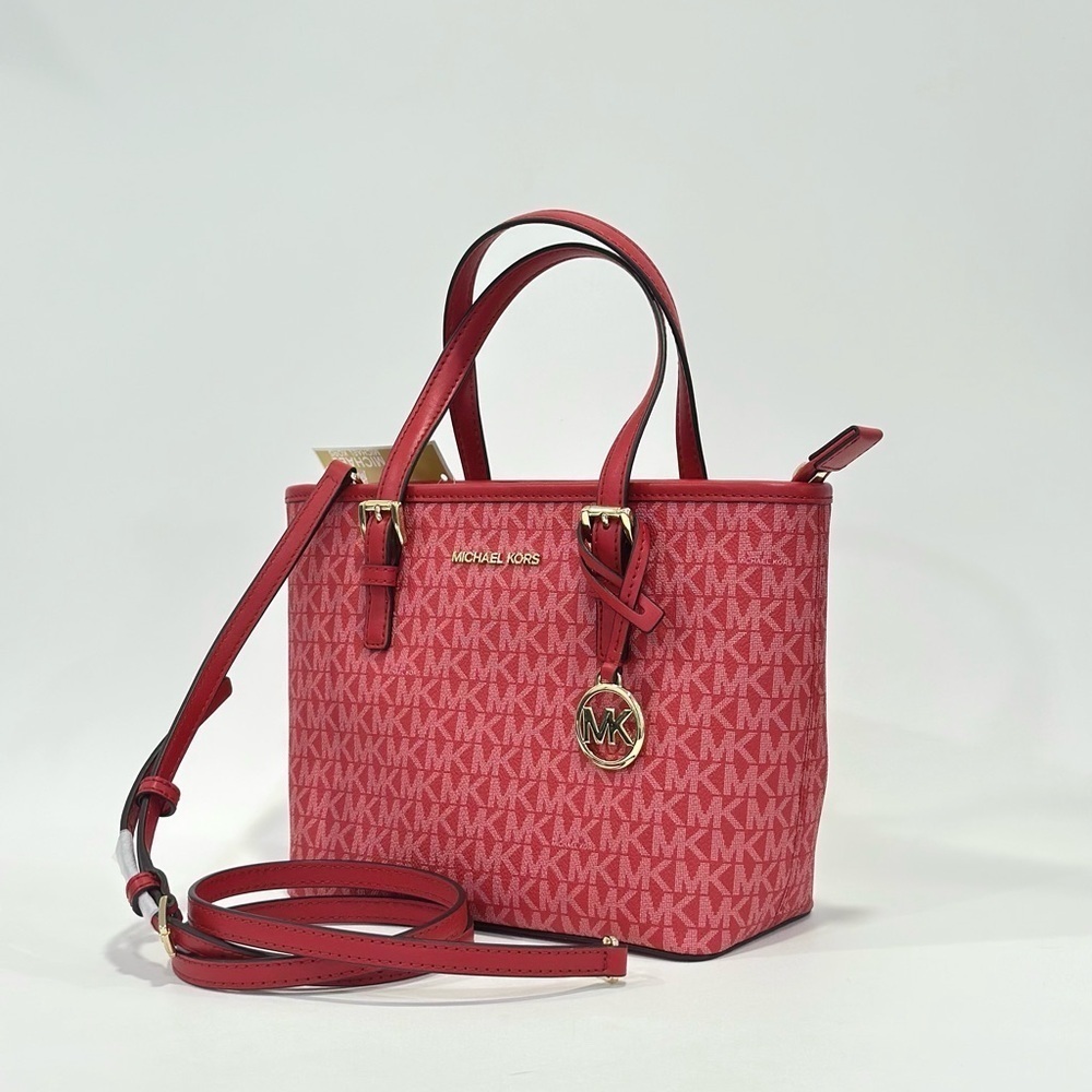Michael Kors Satchel Bag Jet Set Travel Extra-Small Logo Top-Zip Tote - Picture 8 of 9